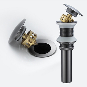 Nouvel arrivage : Bonde de lavabo escamotable moderne en laiton couleur canon de fusil avec trop-plein, pour salle de bain <span class=keywords><strong>d</strong></span>'hôtel - Product Image 2