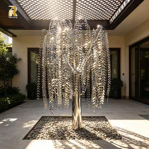 Sculpture de <span class=keywords><strong>saule</strong></span> <span class=keywords><strong>en</strong></span> acier inoxydable RELONG, ornements métalliques personnalisés, art moderne décoratif à vendre - Product Image 1