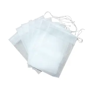 China Hot Stock White Biodegradable Drawstring Empty Filter Paper Custom Tea Bag Packaging