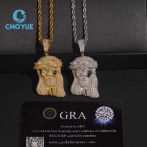 Colgantes Religiosos de Jesús de Plata de Ley 925 de Alta Calidad, Colección Hip Hop, Joyería Unisex con Incrustaciones de Diamantes, Certificado GRA - Product Image 3