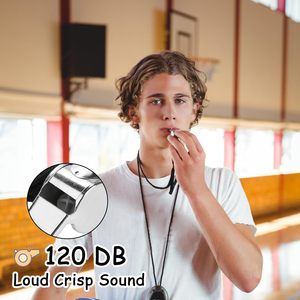 Fischietto sportivo in acciaio inossidabile con suono forte e nitido con cordino per allenatori e arbitri - Product Image 4