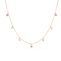 Collier en argent 925 Gemnel avec opale en forme de goutte de coton sucré, collier à chaîne en câble avec opales multicolores