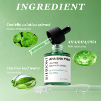 Sérum Vegan en Gros à Marque Blanche à l'Arbre à Thé, AHA, BHA, PHA et Centella Asiatica pour Lissage des Pores et Soin Anti-Acné