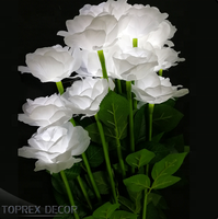 IP44 étanche LED Roses 12V éclairé tissu artificiel et décorations de fête en plastique pour les événements de mariage et de la Saint-Valentin