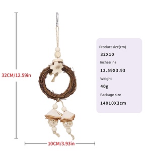 2025 nuovo arrivo giocattoli per uccelli in Rattan anello gabbia per uccelli accessori decorativi sgranocchiando sollievo mastica uccello pappagallo luffa palla giocattoli - Product Image 4