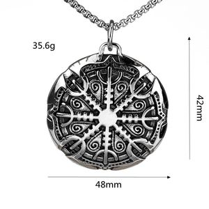 Nordic Vintage Men's Stainless Steel Compass Rune Pendant Necklace Gift For Clothing Matching - Product Image 5