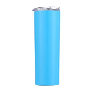 Gobelet isotherme droit et fin de 20 oz à double paroi, vierge pour sublimation, avec paille, en acier inoxydable - Product Image 3