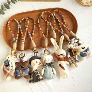 Porte-clés en peluche de coton fait main QY, breloque de sac animal de dessin animé, pendentif à lanière perlée, accessoire cadeau - Product Image 6