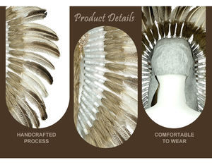 ティンモア TS106 ハロウィン インディアン フェザーヘッドドレス 男女兼用 大人用 コスチュームパーティー パフォーマンス カーニバル パレード ドレスアップ バール用 - Product Image 3