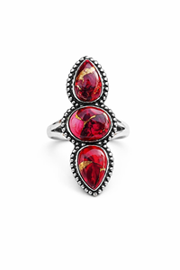 Red Dahlia Turquoise Three Stone <b>Statement</b> <b>Ring</b> in 925 Sterling <b>Silver</b> Boho Artisan Gemstone Jewelry for Women Everyday Wear - Product Image 6