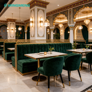 Modern Luxury Velvet <b>Restaurant</b> Booth & Table <b>Set</b> Custom Commercial Furniture for Middle Eastern Cafe & <b>Restaurant</b> - Product Image 2