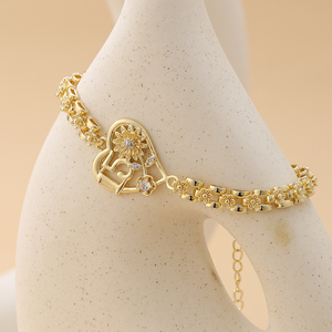 <span class=keywords><strong>Bracelet</strong></span> Tournesol en Or 14 carats Plaqué Or pour Femmes et Filles, <span class=keywords><strong>Bracelet</strong></span> Délicat pour 15 <span class=keywords><strong>Ans</strong></span>, <span class=keywords><strong>Bracelet</strong></span> Chaîne de Montre Fleur Quinceanera, Cadeau - Product Image 4