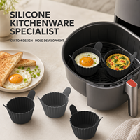 Moules à œufs en silicone personnalisés pour friteuse à air, réutilisables, antiadhésifs, avec poignées, pour œufs, omelettes et muffins