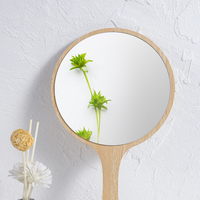 Miroir de maquillage en bois pliable personnalisé avec logo laser, idéal pour la beauté et les cosmétiques, vente en gros d'usine