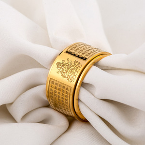 yunnique Heart Sutra Rotating <b>Ring</b> Gold Titanium Steel Wide Band Unisex Jewelry Gift Fashion <b>Rings</b> - Product Image 2