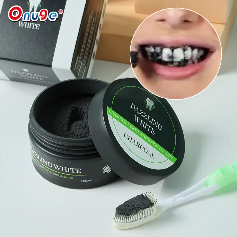 Bamboo tooth powder teeth whitening oem odm charcoal black tooth powder with custom logo