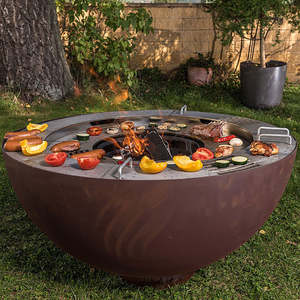 High Multi-Fuel <b>BBQ</b> Grill for Indoor Outdoor Garden Use Works Charcoal Gas Electric Durable Steel Metal Fire Pits High Corten - Product Image 1