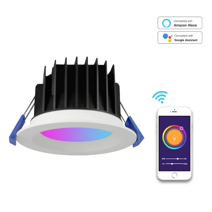 Akıllı WiFi Tuya uzaktan kumanda LED aşağı işıklar RGBCW tasarım ZigBee akıllı gömme LED Downlight IP44 CE SAA IC-4