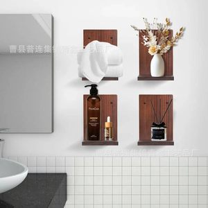Solid Wood <b>Wall</b> <b>Mounted</b> <b>Shelf</b> Rectangle 1 Tier Durable Multipurpose For Living Room Kitchen Bedroom Bathroom Storage Display - Product Image 2