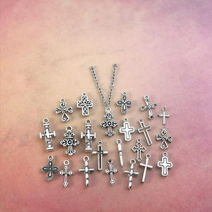 Accesorios de Joyería <span class=keywords><strong>DIY</strong></span>, Colgante de Cruz, Llavero Hecho a Mano, Collar, Pendientes, Dijes Vintage de Aleación Plateada - Product Image 5