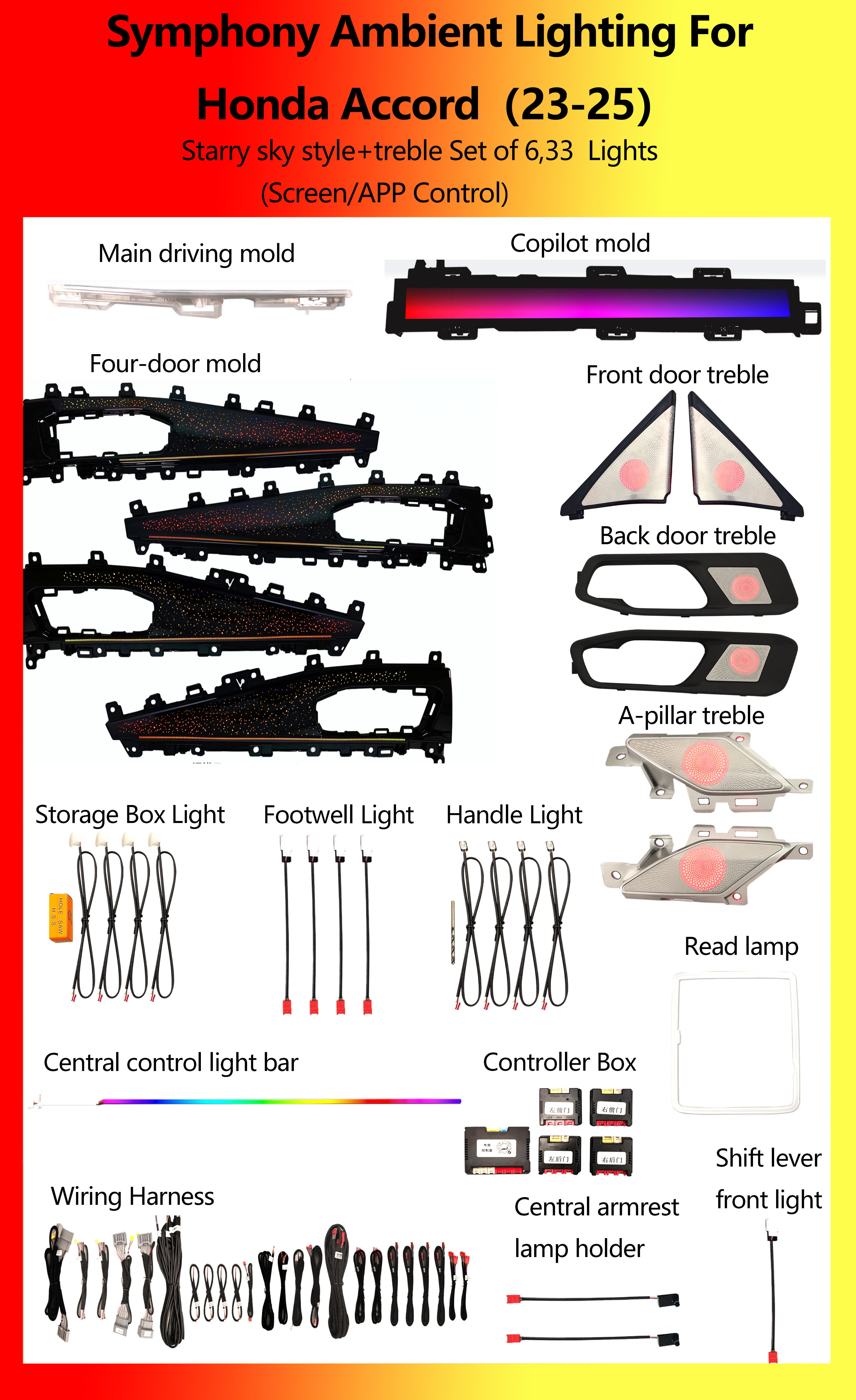 ฮอนด้า แอคคอร์ด ชุดไฟดาวบนท้องฟ้า + เสียงแหลม 6 ชิ้น ซิมโฟนี 33 ดวง