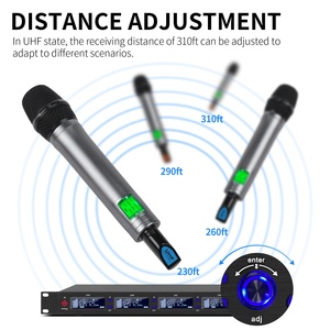 Dropshipping xtuga chế độ kép UHF chuyển đổi đúng sự đa dạng Hệ thống 4 cầm tay <span class=keywords><strong>Microphone</strong></span> không dây mic - Product Image 4