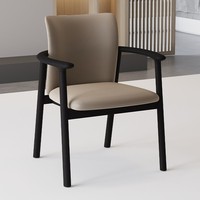 Chaise de salle à manger moderne minimaliste en bois de frêne, chaise de thé rétro en cuir microfibre pour bureau