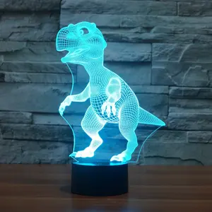 2019 yeni 3D özel lambalar yedi renk dokunmatik sensör ışıkları dinozor masa lambası