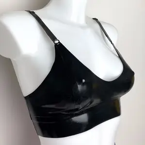 Trong Kho Giá Rẻ Giá bán đen Latex Fetish Catsuit với trở lại Zip thông qua đáy quần