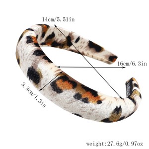 Vintage <b>Leopard</b> Print Custom Logo Soft Velvet Sponge Hair Band for Women Retro Elastic Wide Fabric <b>Headband</b> - Product Image 2
