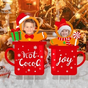 Christmas Yard Sign Outdoor Gingerbread Man Stakes Jumbo PP Material Hot Chocolate Joy <b>Cup</b> Sign Xmas Holiday <b>Large</b> Decor - Product Image 4