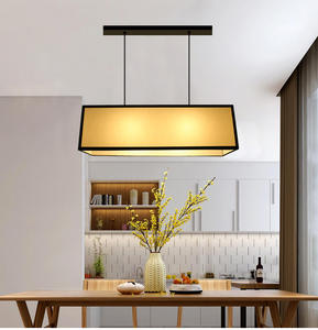 현대 간단한 북유럽 LED 샹들리에 새로운 중국 린넨 침실 직사각형 식당 앞 책상을위한 미국식 램프 - Product Image 3