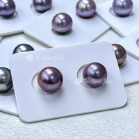 Perles d'Eau Douce Naturelles Edison en Gros Muses Jewels, 11-12mm, Couleur Violette, Rondes, Vendues par Paire, Perles Libres pour la Fabrication de Bijoux