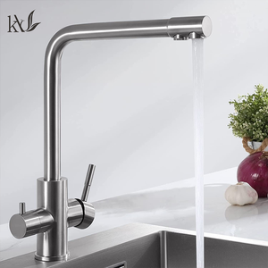 YaKe acciaio inox doppio manico con <span class=keywords><strong>acqua</strong></span> purificata <span class=keywords><strong>rubinetto</strong></span> lavandino <span class=keywords><strong>acqua</strong></span> calda e fredda miscelatore <span class=keywords><strong>rubinetto</strong></span> lavello per cucina - Product Image 2