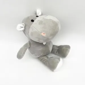 Personalised gray hippo plush toys stuffed Cartoon Jungle Animals Plush Toys zoo hippo stuffed dolls for Babies Kids Boys Girls