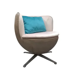 Muebles de diseño moderno para el hogar y la Oficina, silla de sofá giratoria redonda de cuero