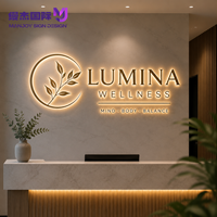 Enseigne lumineuse LED 3D personnalisée en or rose brossé avec motif floral pour salon d'esthétique, décoration murale