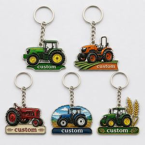 Porte-clés personnalisé en alliage de zinc pour tracteurs et machines agricoles avec impression UV, idéal pour l'agriculture et les souvenirs ruraux - Product Image 1