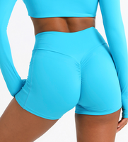 Nouveaux shorts de yoga pour femmes, taille haute, effet push-up fessier, avec poches, couleur unie, anti-transpiration, de compression, style cycliste, pour la course, le fitness et le quotidien