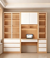 Bureau moderne en bois massif avec étagère intégrée, support au sol, pour étudiant, maison, étude, écriture, combinaison chambre, ordinateur