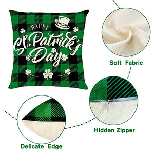 Fête nationale irlandaise Festive Home Decor Square 18*18 pouces Green Shamrock Luck <span class=keywords><strong>St</strong></span>. Patrick's Day Taie d'oreiller - Product Image 6