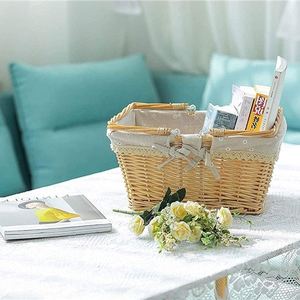 Panier en rotin avec couvercle en osier de <span class=keywords><strong>Chine</strong></span>, idéal pour le pique-nique, en forme de maison, avec des tasses, ensembles cercueil - Product Image 2