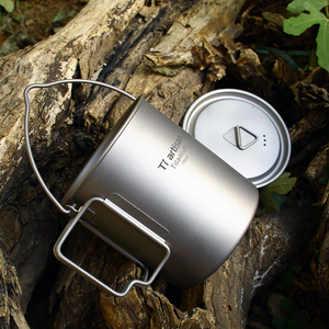 <b>Camping</b> Accessories Outdoor <b>Camping</b> Titanium Mug 750ml Titanium Pot with Detachable Handle Water <b>Cup</b> - Product Image 4