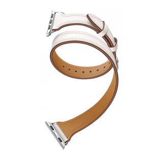 Donne uomo compatibile con <span class=keywords><strong>Apple</strong></span> <span class=keywords><strong>Watch</strong></span> Band 44mm 42mm 38mm in <span class=keywords><strong>pelle</strong></span> doppio avvolgente sottile sostituzione in <span class=keywords><strong>pelle</strong></span> per cinturino IWatch, bianco - Product Image 4