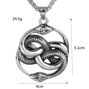 Collar con colgante de serpiente de acero inoxidable para hombre, estilo punk con doble entrelazado, joyería de moda para combinar con ropa. - Product Image 5