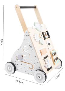 Ahşap itme çekme yürüyüşe tekerlekler bebekler için birden fazla öğrenme faaliyetleri merkezi tulumları Motor becerileri mutfak oyuncak yiyecekler - Product Image 3