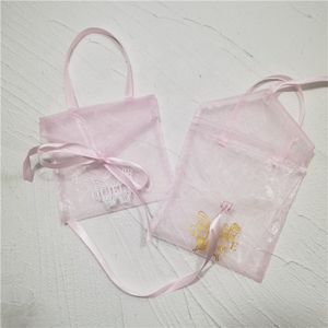 Bolsa de Regalo de Organza Rosa con Lazo, para Joyería, con Logotipo Personalizado Fuchen OP, Transparente, para Almacenamiento, Venta al Por Mayor - Product Image 6