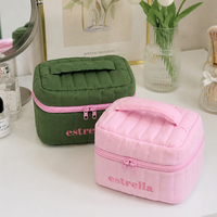 Sac de voyage matelassé en polyester grande capacité à prix d'usine avec poignée, support pour logo personnalisé, sac cosmétique en gros