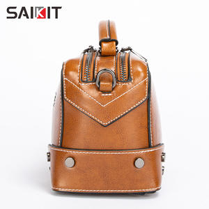 2019 Nieuwe Mode Dames Schouder Hand Tassen Voor Vrouw Echt Lederen Tassen Klinknagel Retro Handtassen - Product Image 5