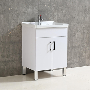 Mueble <span class=keywords><strong>de</strong></span> Baño <span class=keywords><strong>de</strong></span> PVC Impermeable <span class=keywords><strong>de</strong></span> 24 Pulgadas, Simple y Económico, con Lavabo <span class=keywords><strong>de</strong></span> Cerámica para Baños Pequeños, Venta al Por Mayor Personalizada - Product Image 2